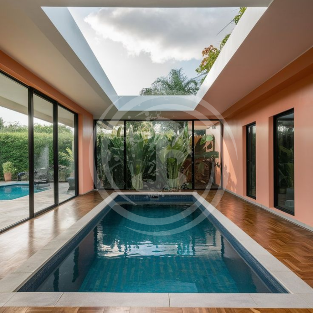 Indoor Swimming Pool - Premium Reinforced Fiberglass, Spacious 12x25 Feet, Elegant Blue Finish, Safe Non-slip Surface, Energy Efficient Heating System
