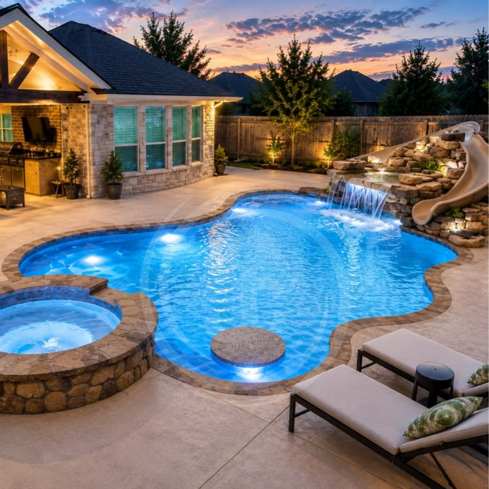 Outdoor Swimming Pool - Abs Material, 3.5' To 8' Depth Range, Blue Color | Designed For Residential Relaxation And Versatile Usage In Private Bungalows And Apartments