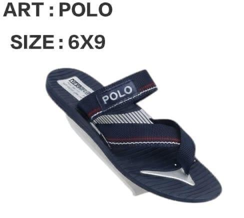 6X9 Mens Slipper - Color: Navy Blue With White And Red Accents