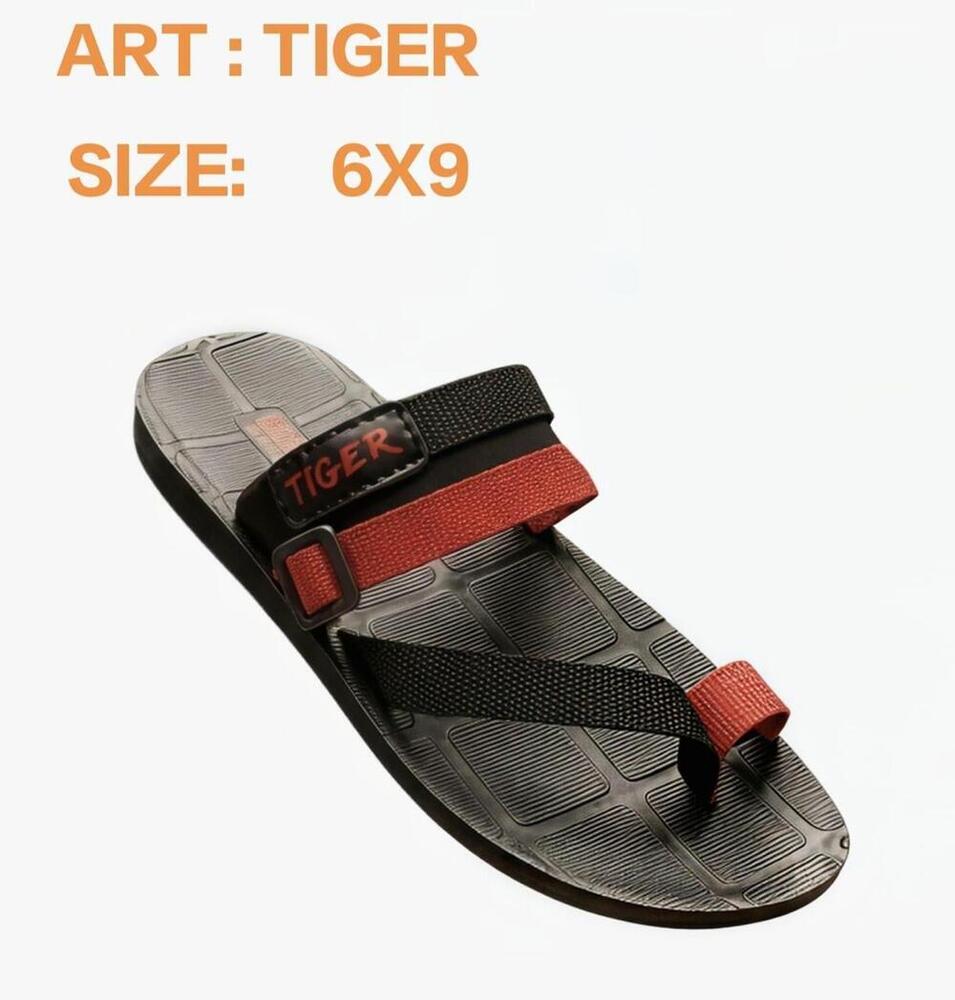 6X9 Mens Slipper - Color: Black & Red