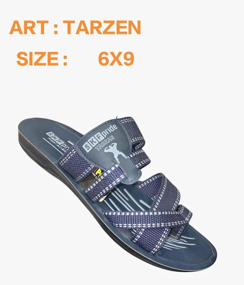 6X9 Mens Comfortable Slipper - Color: Navy Blue/Grey