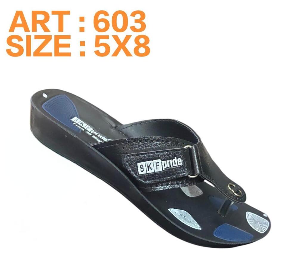 5X8 Mens Fancy Slipper - Color: Black With Blue And White Accents