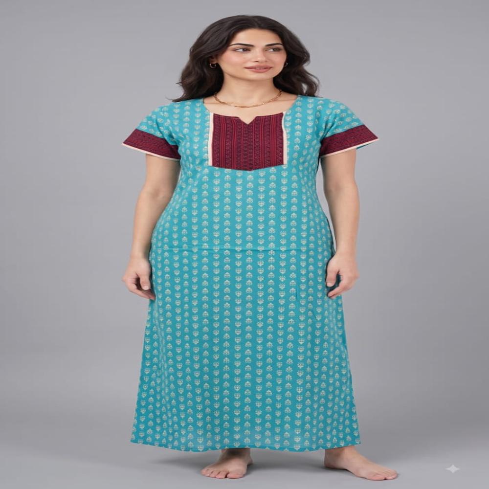 EVOLOVE Premium Cotton Night Dress | Ladies Long Maxi Nightgown | Bulk Wholesale Exporter