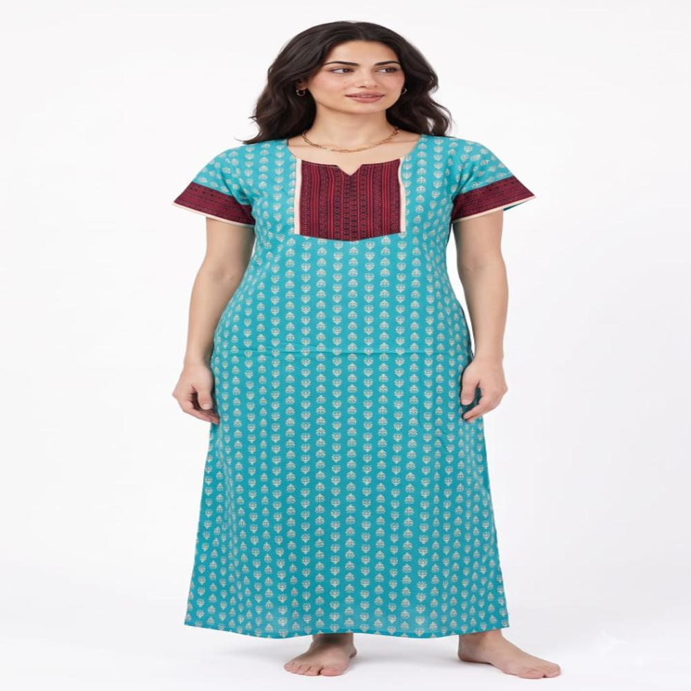 EVOLOVE Premium Cotton Night Dress | Ladies Long Maxi Nightgown | Bulk Wholesale Exporter