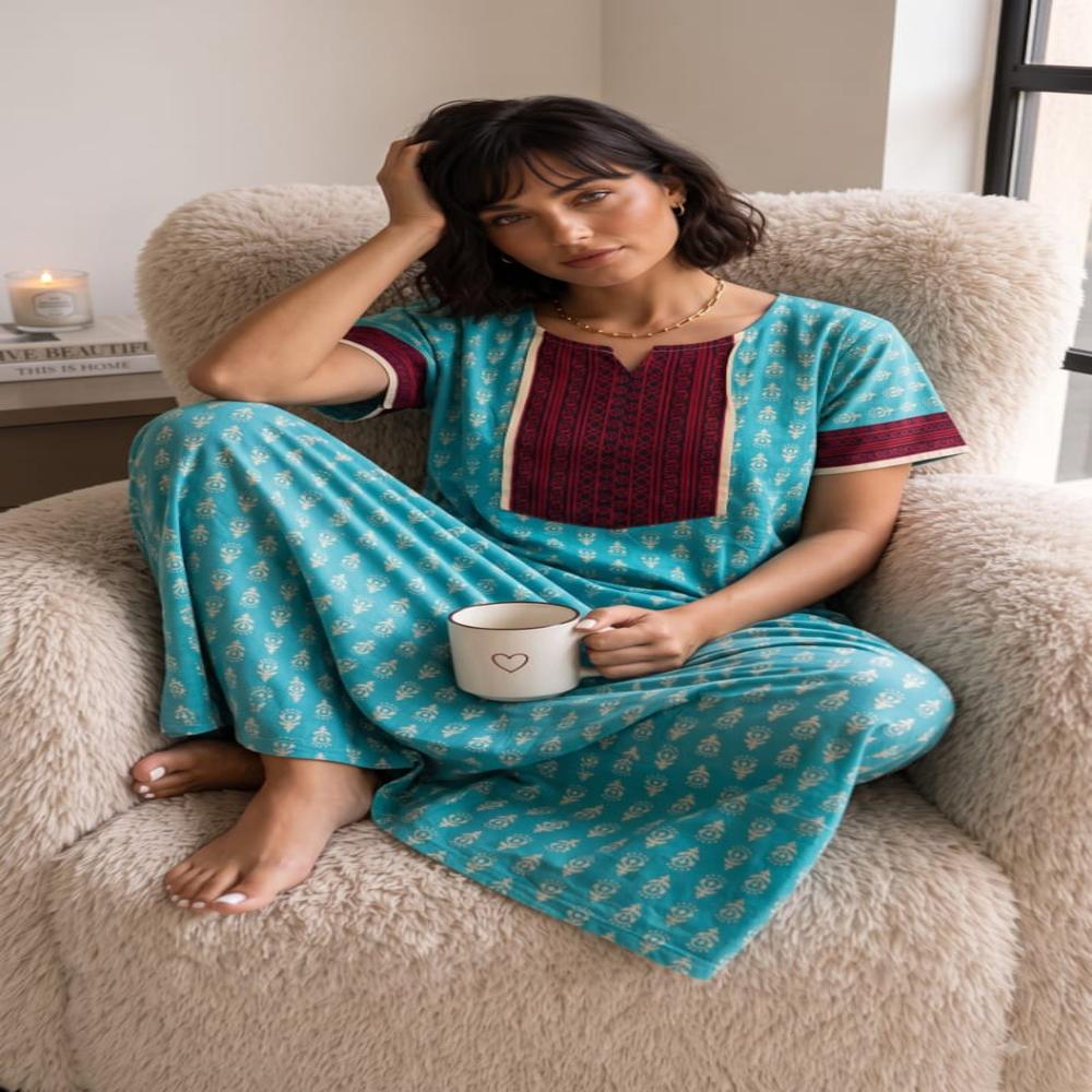 EVOLOVE Premium Cotton Night Dress | Ladies Long Maxi Nightgown | Bulk Wholesale Exporter