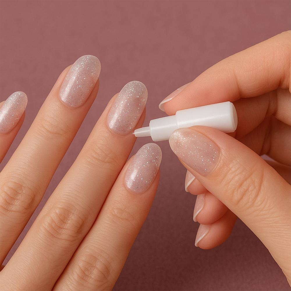 Glitter 3D Floral Press-On Artificial Nail Tips With Nail Glue Fake Nails (1 Set) - Application: As Per Product Requirement