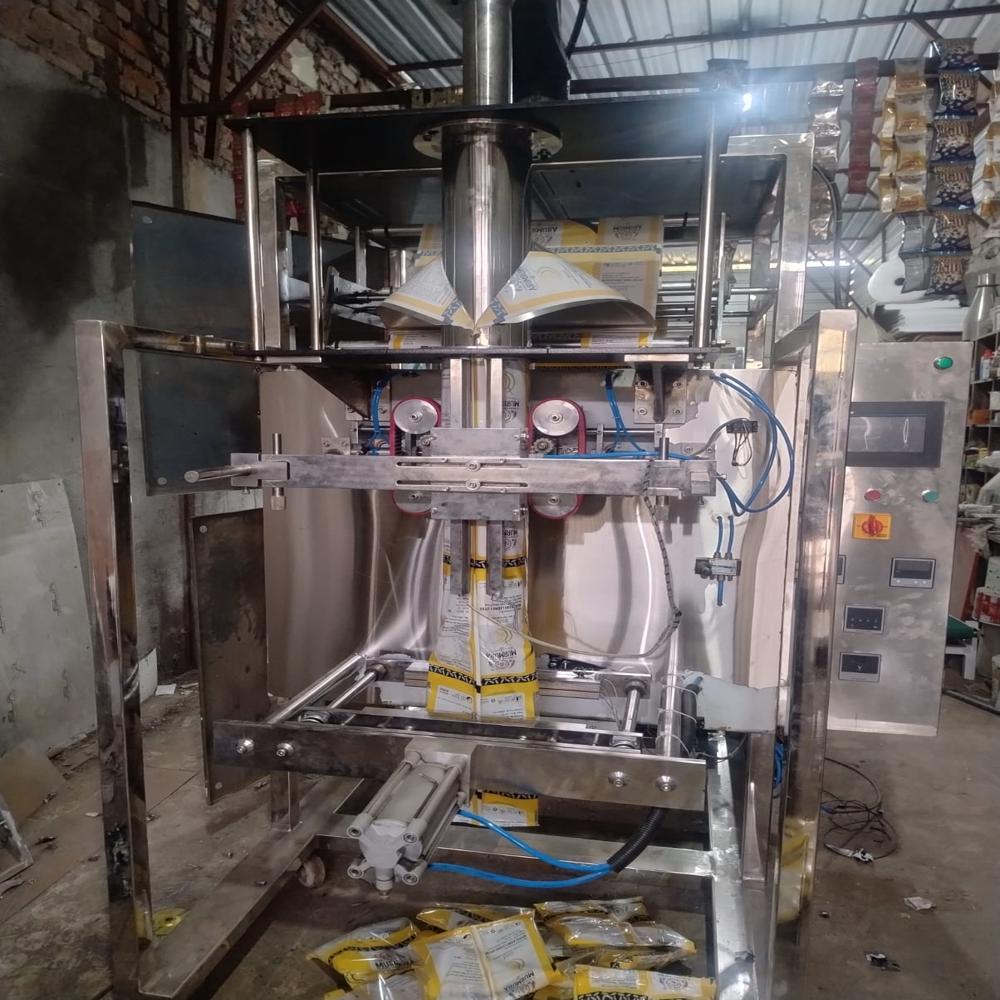 Frymes Pouch Packaging Machine - Stainless Steel & Mild Steel, 1500x1200x2500 Mm | Plc Controlled, Touch Screen, 30-60 Ppm, Heat Sealing