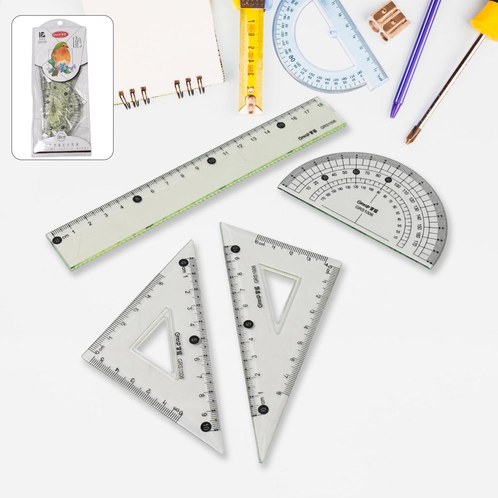 4-Piece Geometry Set Triangle Ruler Protractor Straight Ruler - Application: As Per Product Requirement