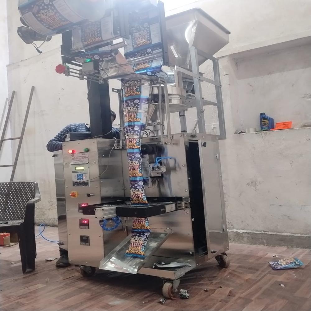 Automatic Spice Packing Machine - Stainless Steel, 1100x800x2200 Mm, Silver & Yellow | Plc Control, 30-60 Pouches/min, Digital Touch Screen, Auger Filler