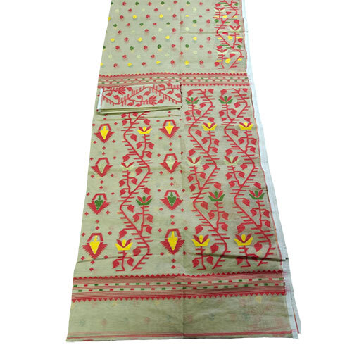 Dhakai Jamdani Saree with Border Print