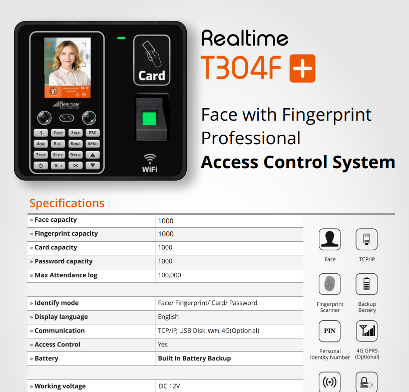 Realtime Biometrics T304F+ 