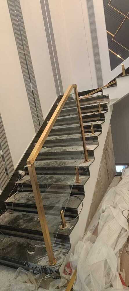 Golden Glass Stair Railing