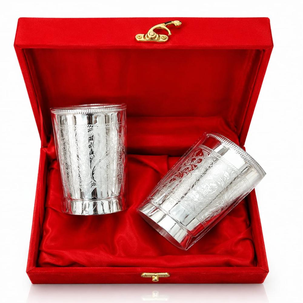 German Silver Designer Glass Gift Set of 2
