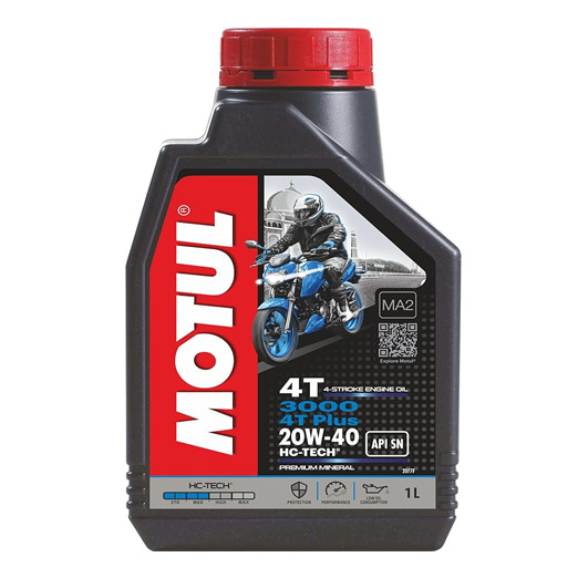 Motul 3000 4T Plus (0.9 L) 20W40 API SN HC Tech Engine Oil for Bikes