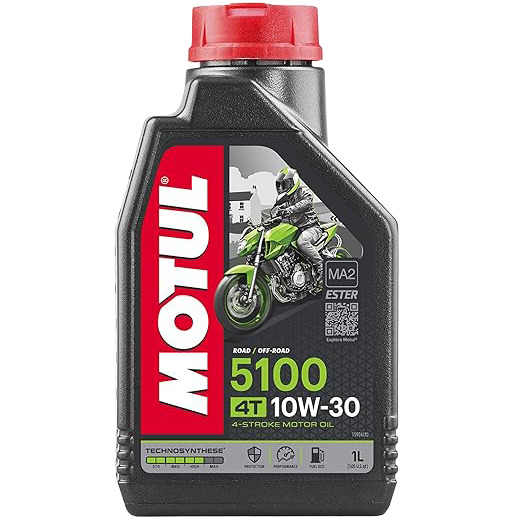 Motul 5100 4T (1 L) Hybrid 10W-30 API SM Technosynthese Semi Synthetic Engine Oil for Bikes