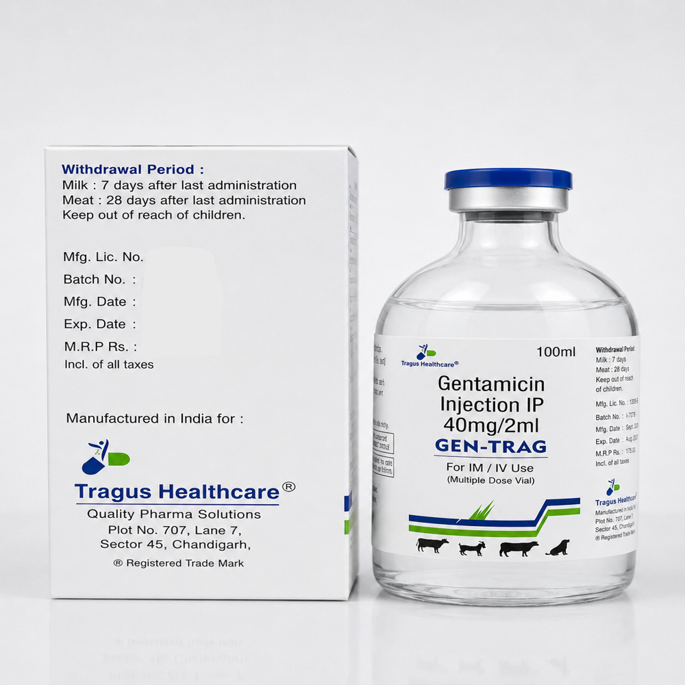 Gentamicin Sulphate 40 Mg/ 2 Ml / Gen-trag - 100 Ml - Ingredients: Chemicals