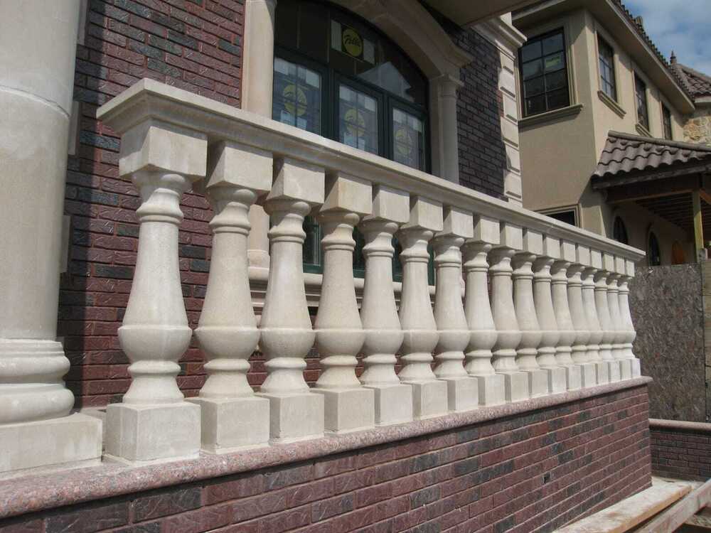 Carved Sandstone Railing Pillar