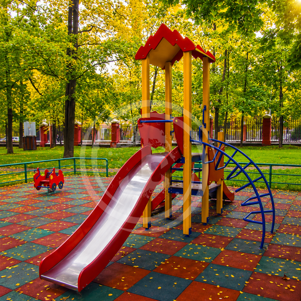 Playground Slide - Metal & Durable Plastic Material, 15 Ft X 10 Ft X 8 Ft Dimensions | Multi-play Structure With Slides, Climbing Frames, Non-slip Surfaces, Rounded Edges, Rust-resistant & Uv-protected