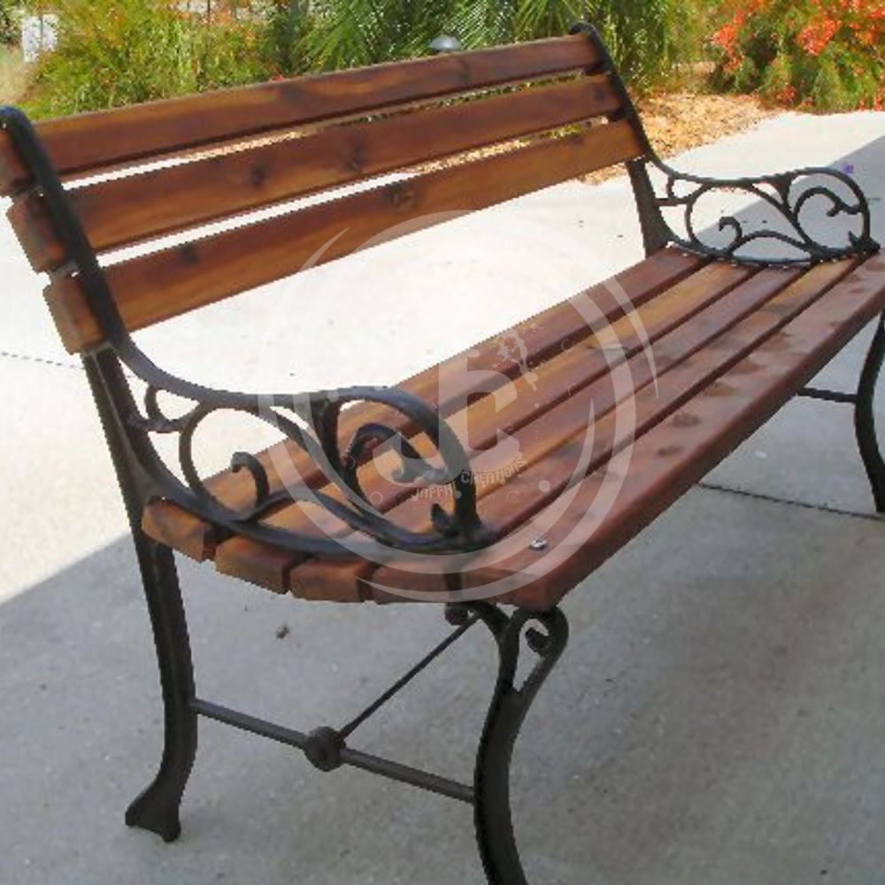 Garden Bench - Wooden And Metal, Traditional Style In Brown Color | Ideal For Outdoor Gardens, Parks, And Public Spaces, 1-year Warranty