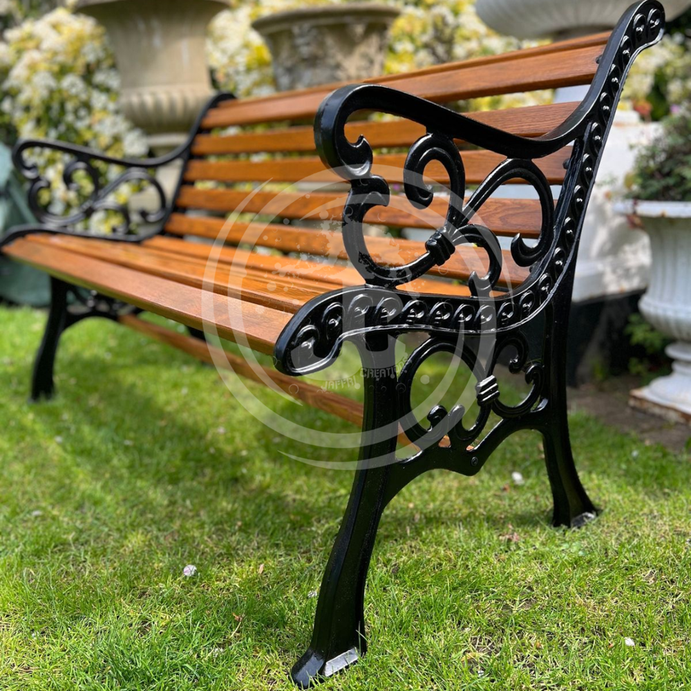 Garden Bench - Wooden And Metal, Traditional Style In Brown Color | Ideal For Outdoor Gardens, Parks, And Public Spaces, 1-year Warranty