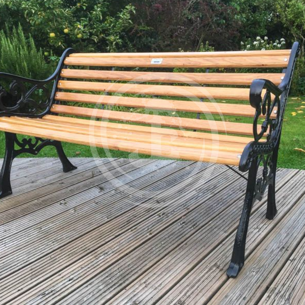 Garden Bench - Wooden And Metal, Traditional Style In Brown Color | Ideal For Outdoor Gardens, Parks, And Public Spaces, 1-year Warranty