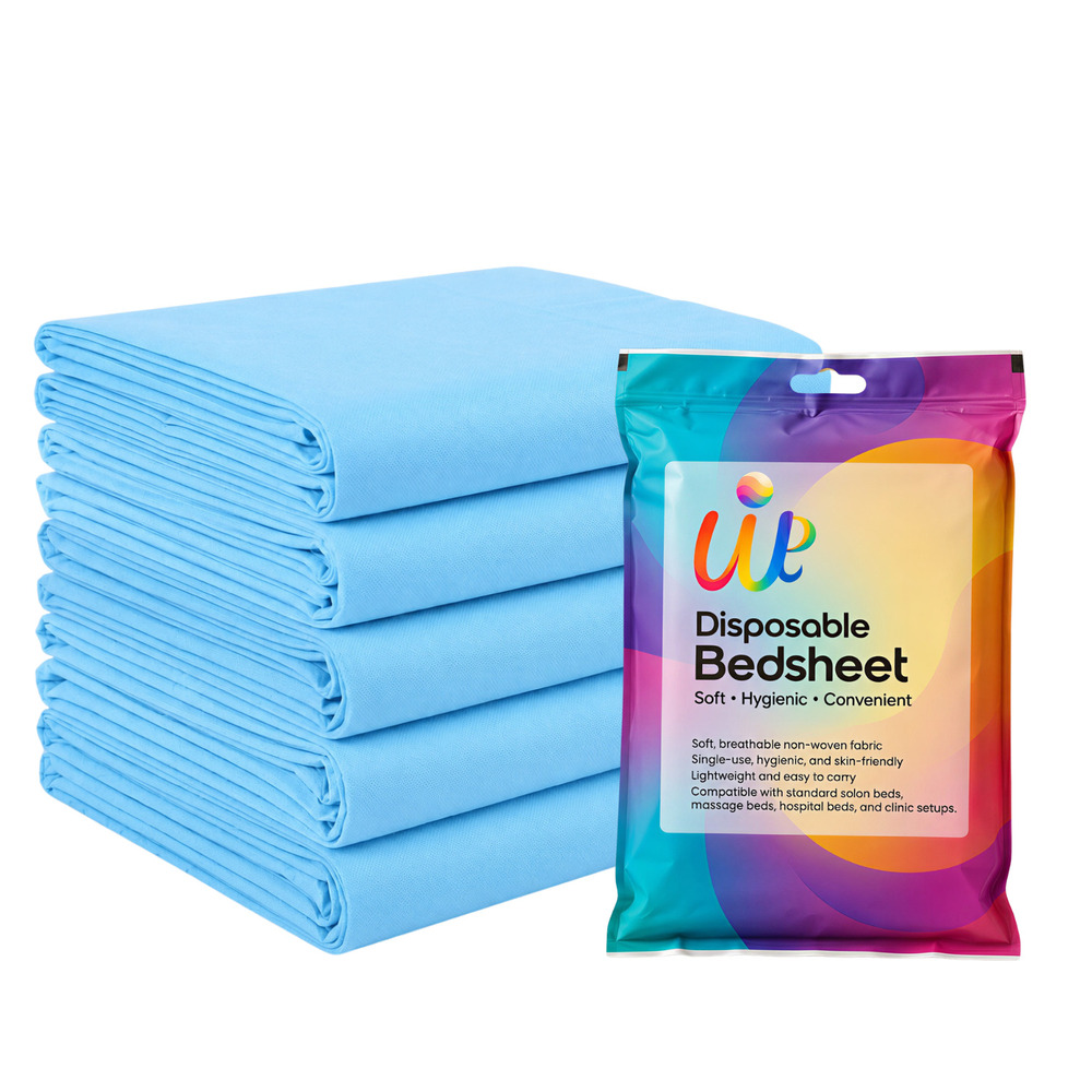Blue Disposable Massage Therapy Spa Bed Sheets - Color: White