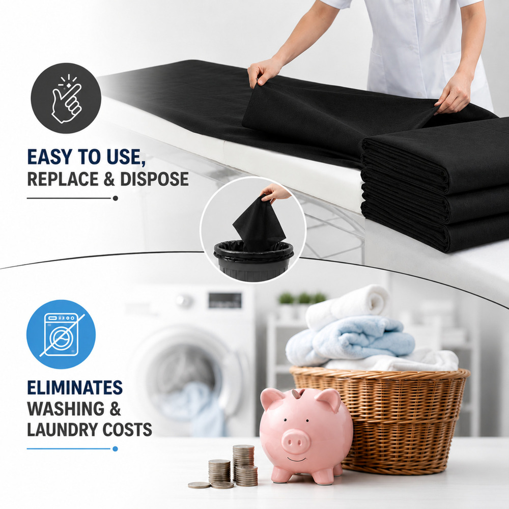 Black Disposable Massage Therapy Spa Bed Sheets