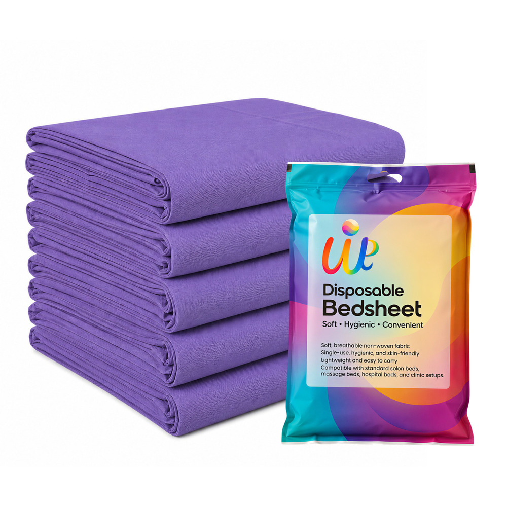 Purple Disposable Massage Therapy Spa Bed Sheets - Color: White