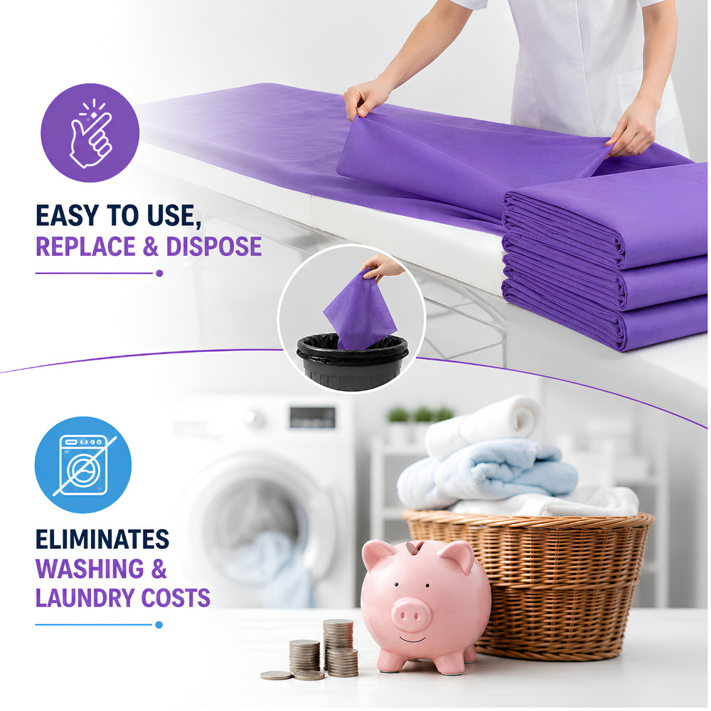 Purple Disposable Massage Therapy Spa Bed Sheets