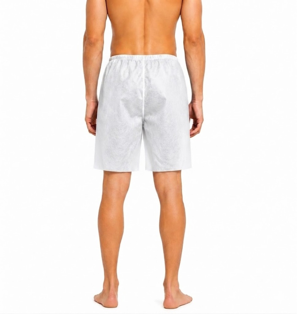 Mens White Disposable Non Woven Bermuda