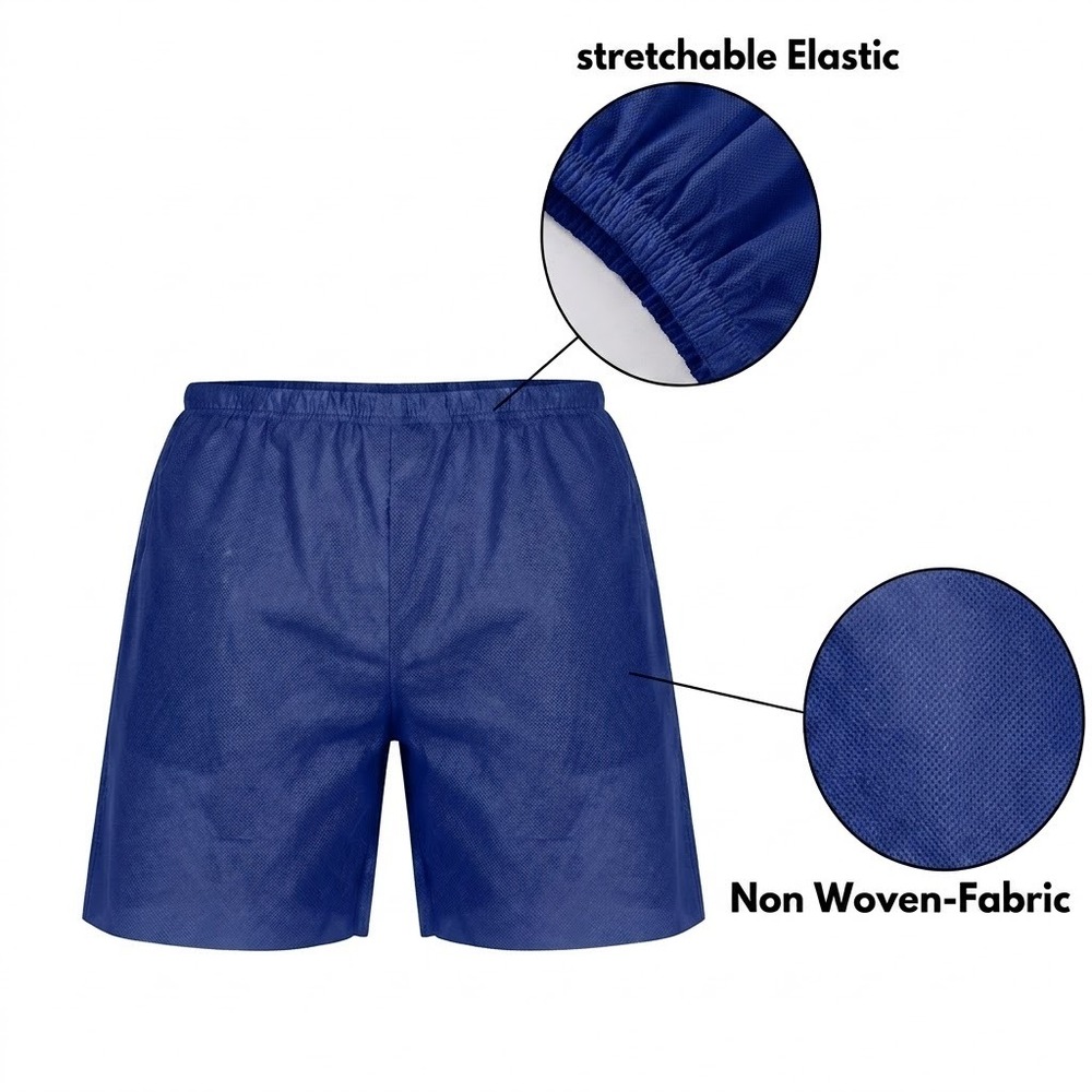 Mens Blue Disposable Non Woven Bermuda
