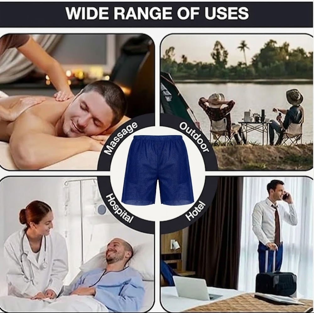 Mens Blue Disposable Non Woven Bermuda