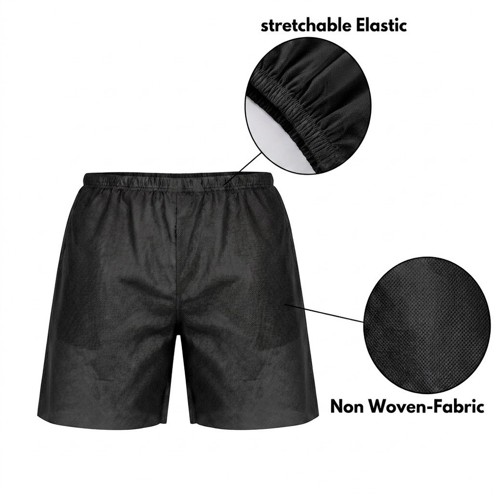 Mens Black Disposable Non Woven Bermuda