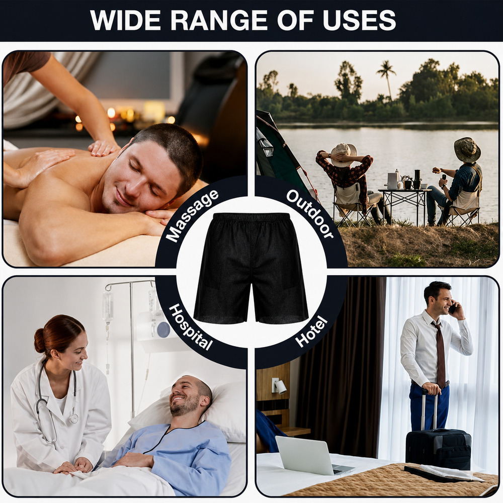 Mens Black Disposable Non Woven Bermuda