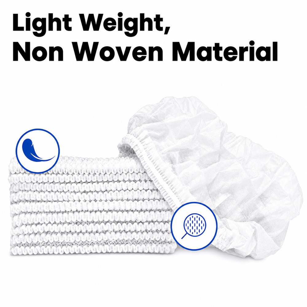 White Disposable Non Woven Bouffant Cap
