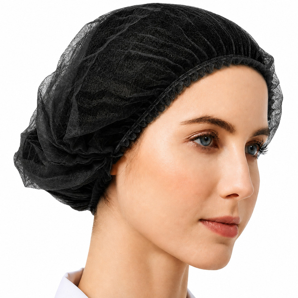 Black Disposable Non Woven Bouffant Cap