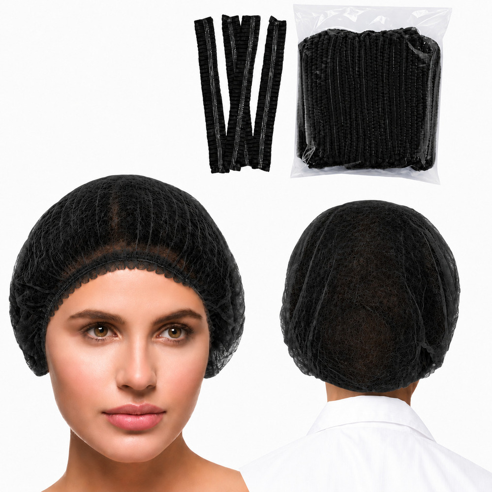 Black Disposable Non Woven Bouffant Cap