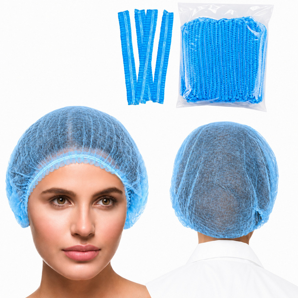 Blue Disposable Non Woven Bouffant Cap