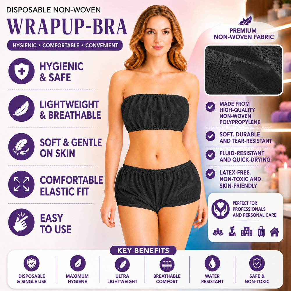 Black Disposable Non Woven Wrap Up Bra