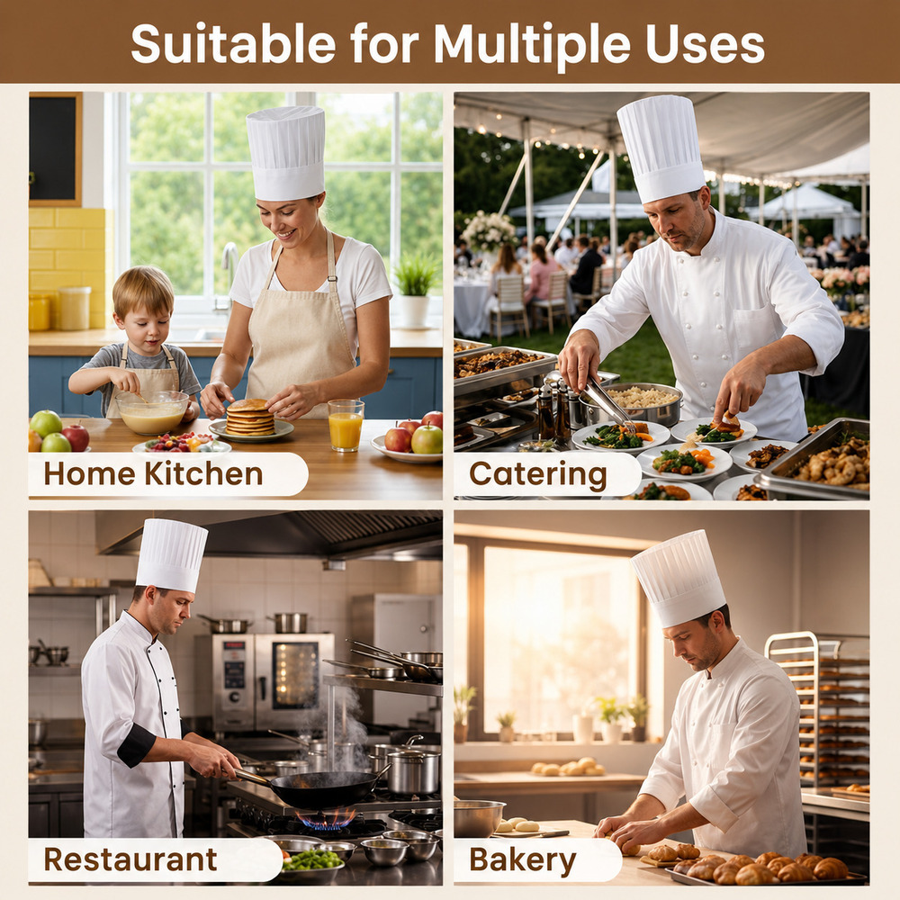White Disposable Non Woven Chef Cap