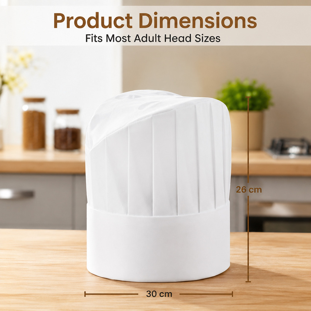White Disposable Non Woven Chef Cap