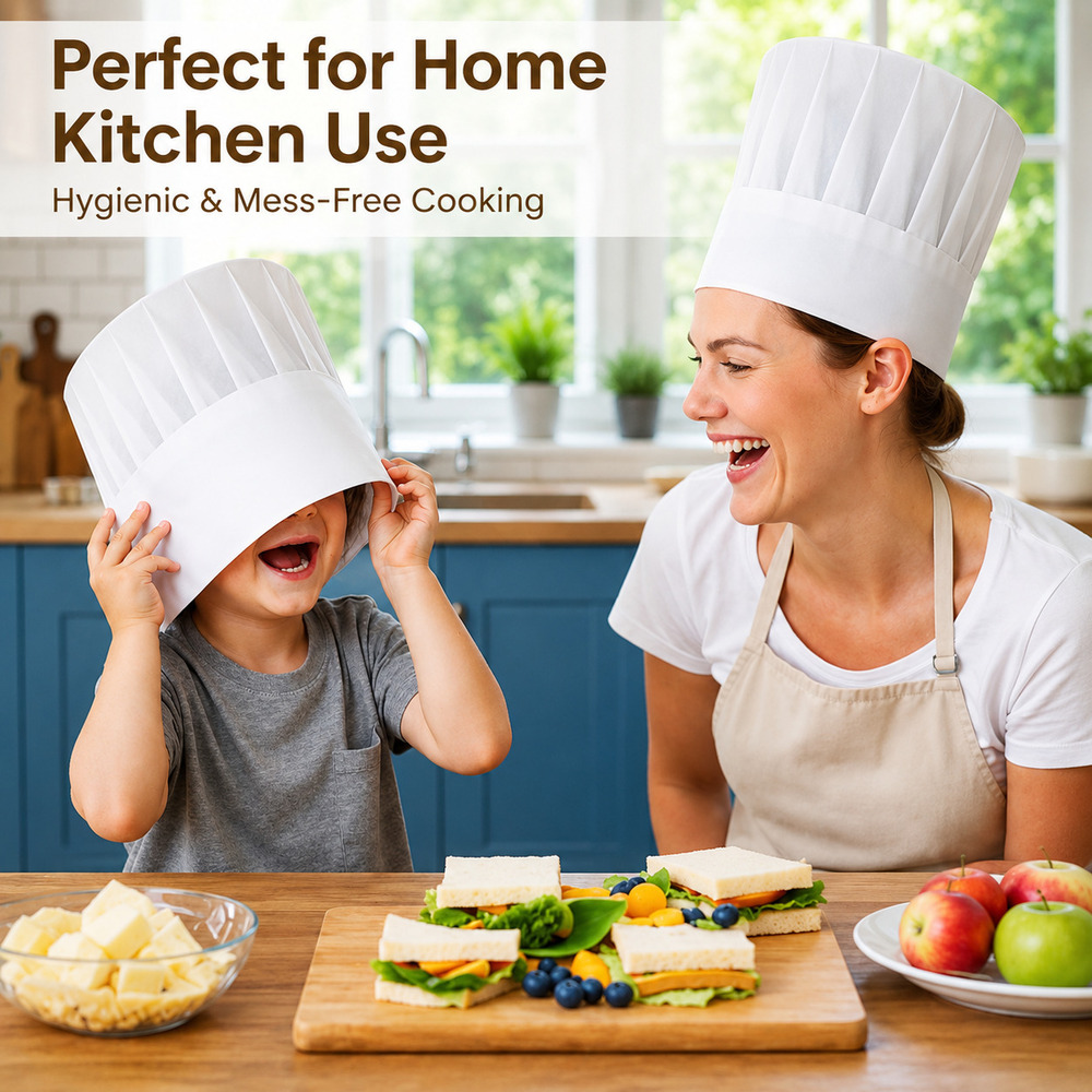 White Disposable Non Woven Chef Cap