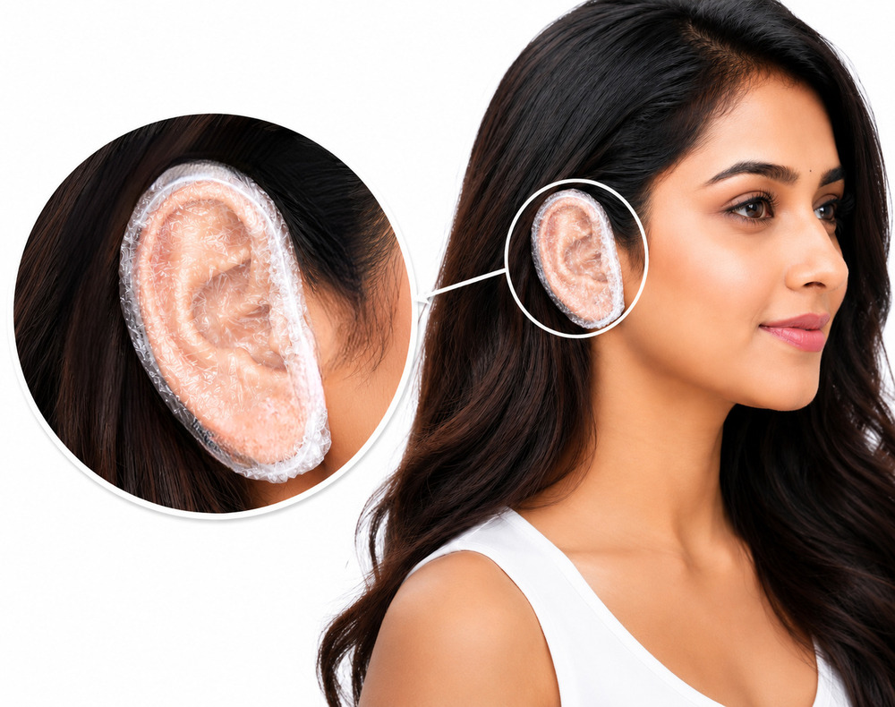 White Disposable Ldpe Ear Cap - Application: Hair Salons And Beauty Parlours