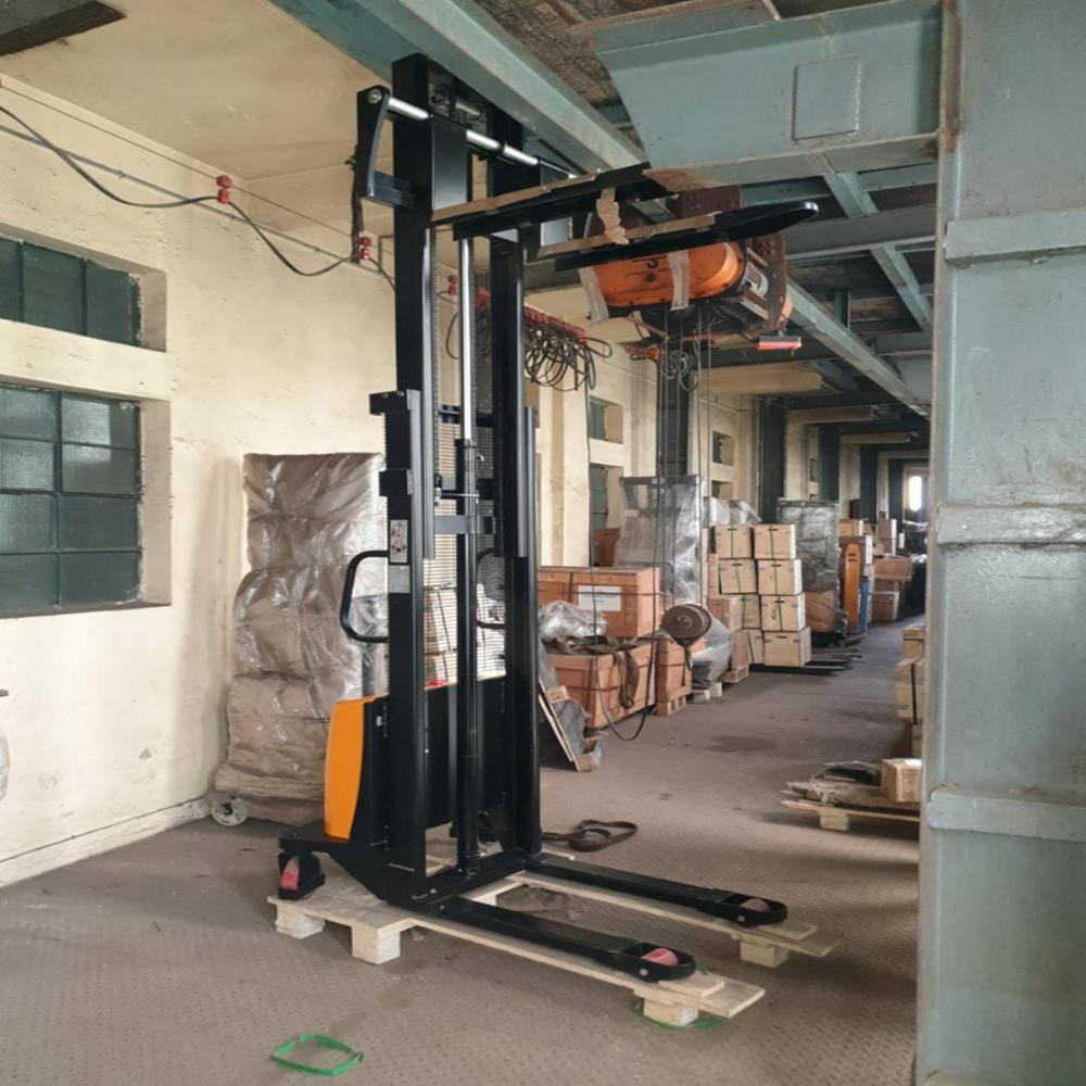 Semi Electric Pallet Stacker - Color: Yellow