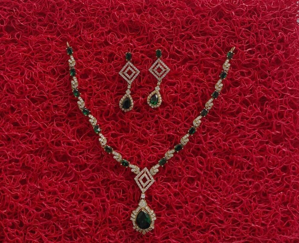 Green Stone Plated Necklace