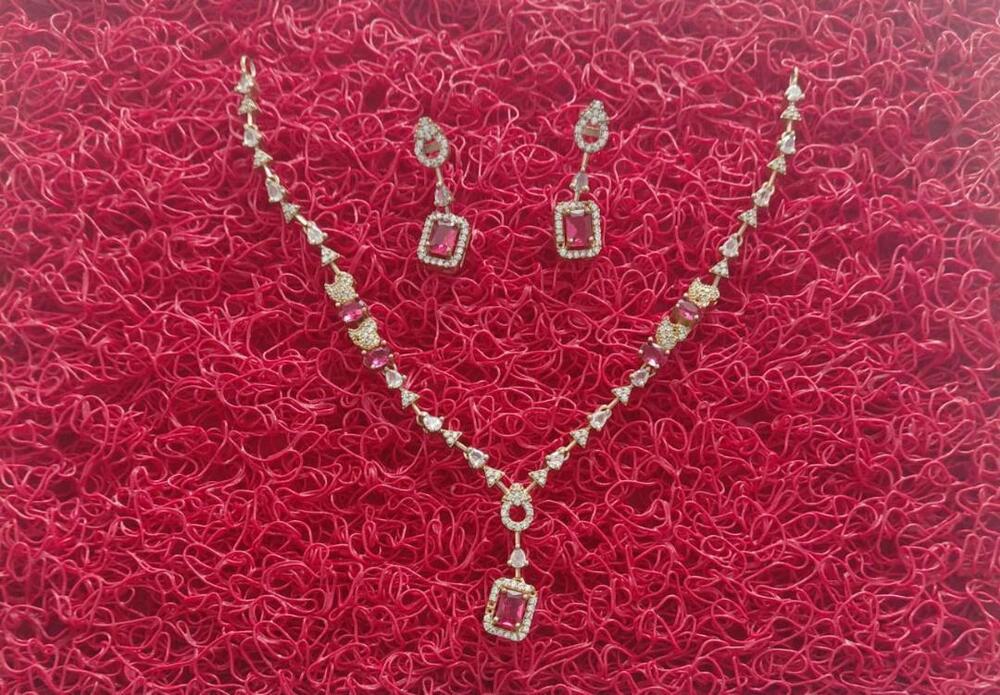 Plated Ruby Red White Cubic Zirconia