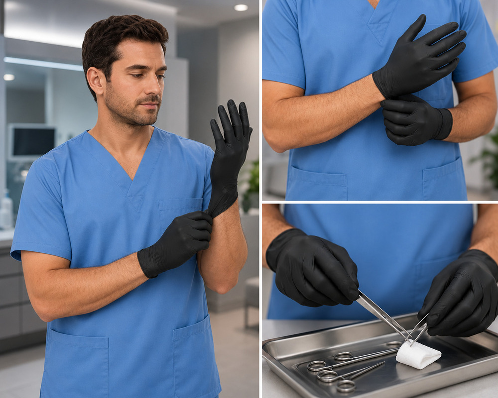 Black Disposable Nitrile Examination Gloves