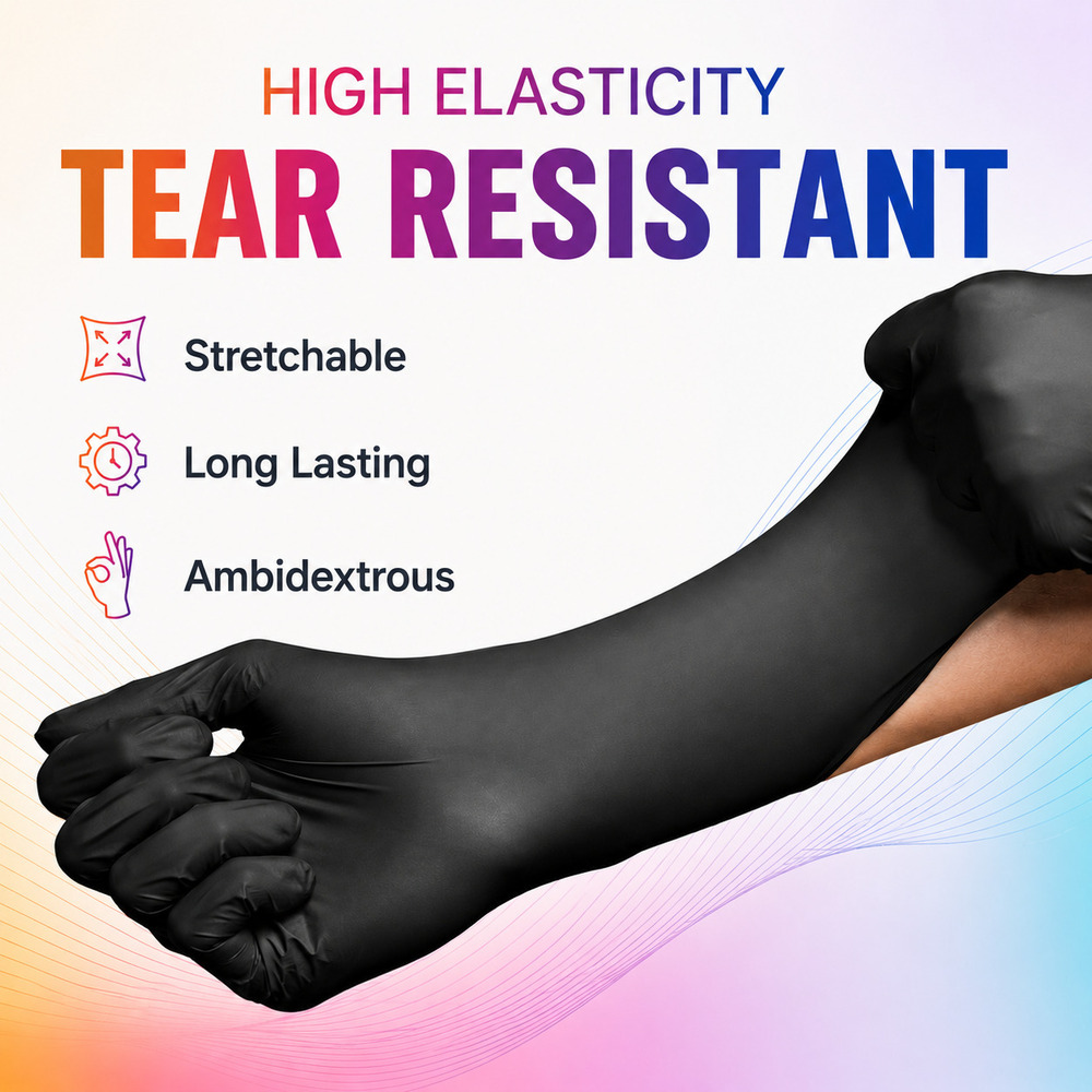 Black Disposable Nitrile Examination Gloves