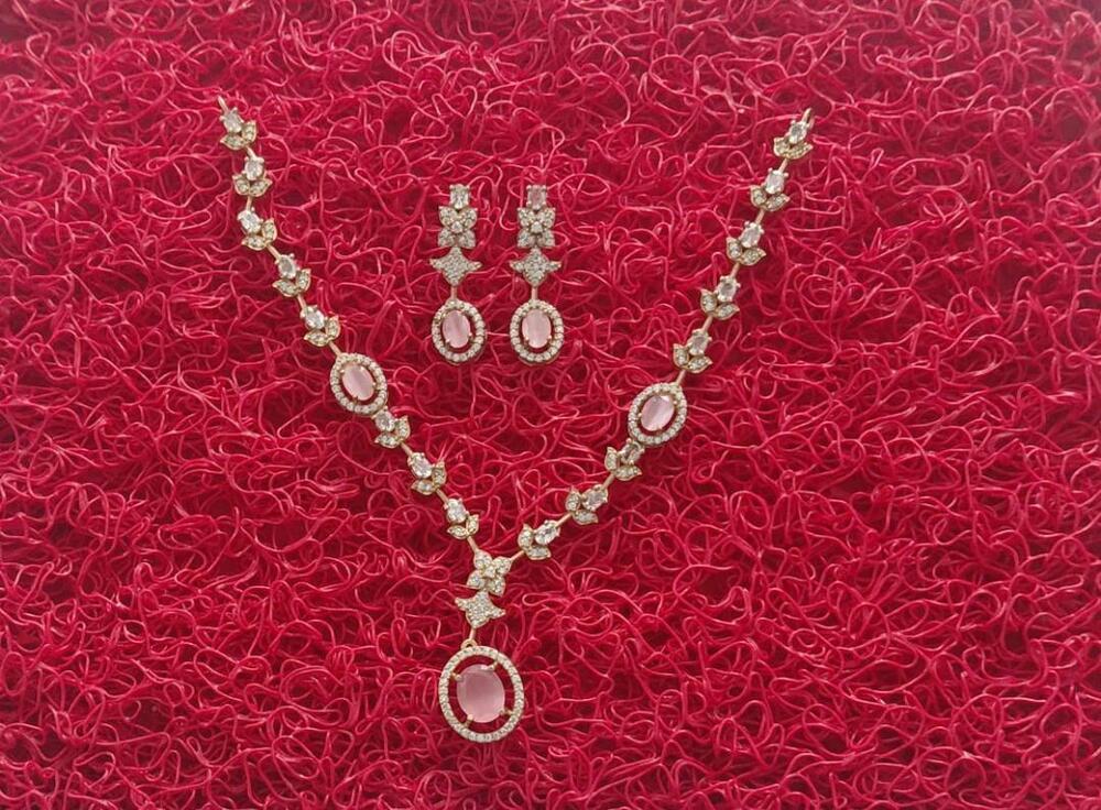 White Cz Classic Necklace With 2 Tone Plating