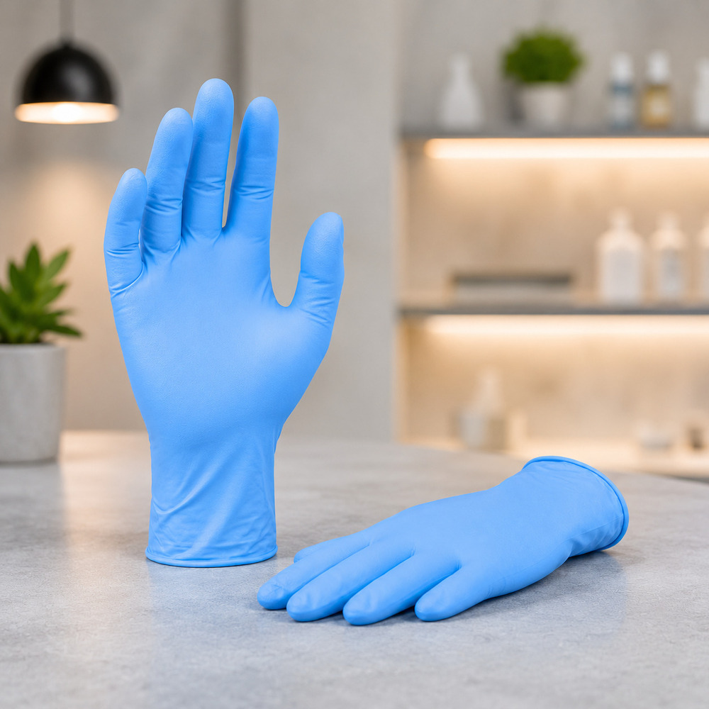 Blue Disposable Nitrile Examination Gloves